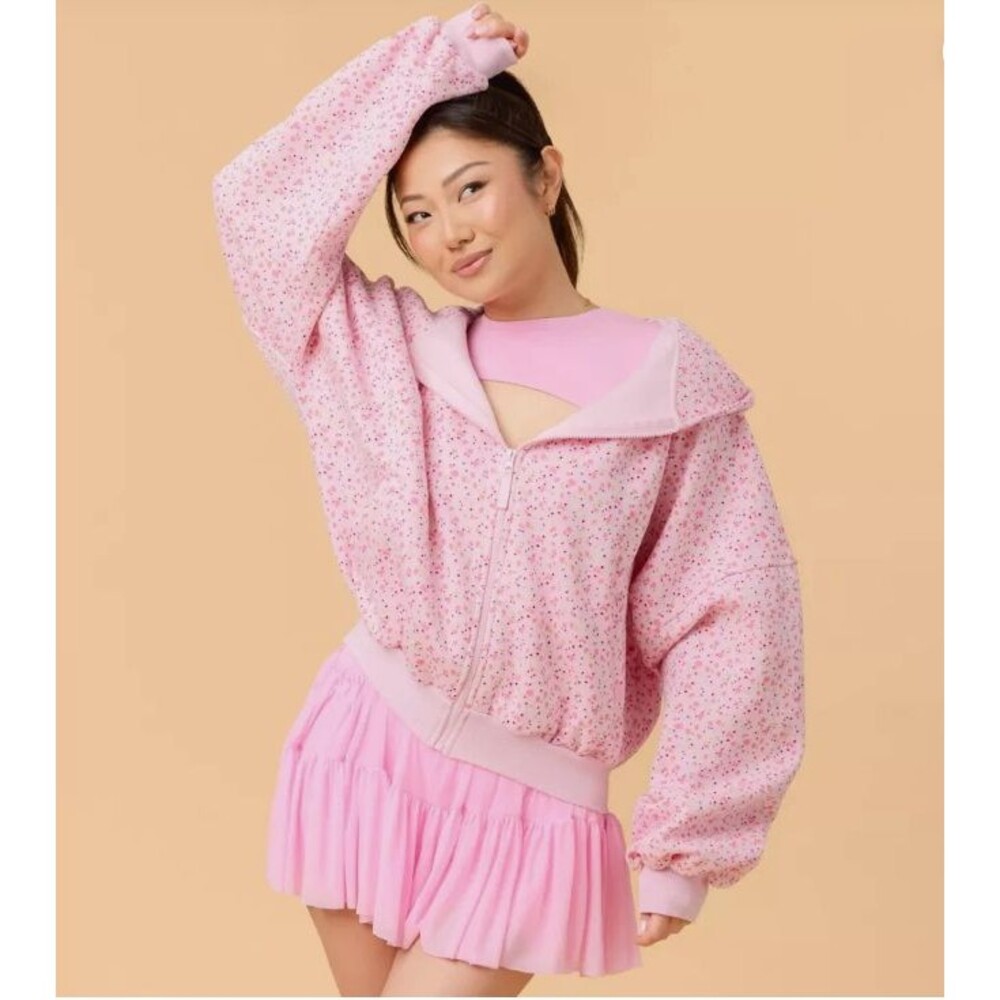 Blogilates Women Mommy & Me Marshmallow Full Zip Hooded Sweatshirt S NWOT